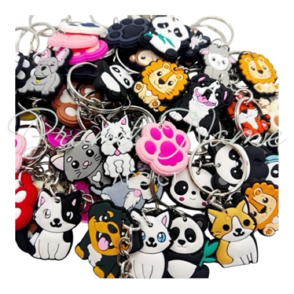 PRICE IS FIRM - Set of 20 Random Animal Dog Cat Sea Bear Paw Prints Keychains